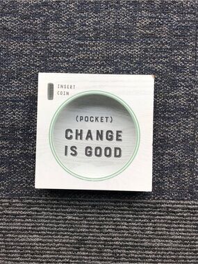 Pocket Change Is Good Decorative Wooden Coin Bank - White with Mint Accent